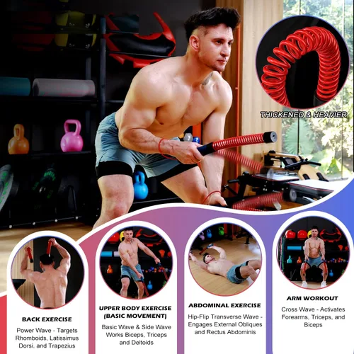 Miniatura 2 de Cuerdas de batalla sin cuerda mejoradas para gimnasio en casa, cuatro cables de entrenamiento ajustables de 1.7 a 2.8 libras, cables
