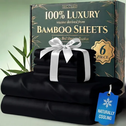 Miniatura 14 de DECOLURE Juego de sábanas 100% viscosa derivada de bambú, tamaño individual, sábanas de lujo de 4 piezas de enfriamiento natural, juego de cama
