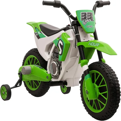 Aosom Motocicleta para niños de 12V con neumáticos con banda de rodadura, bicicleta eléctrica de velocidad máxima de 5 mph para niños, motocicleta