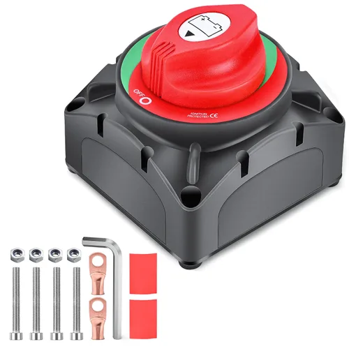 Miniatura 22 de Nilight Battery Disconnect Switch with Waterproof Key and Cover 12V 24V On Off Battery Master Isolator Cut Off Power Kill Switch for Car Marine Boat