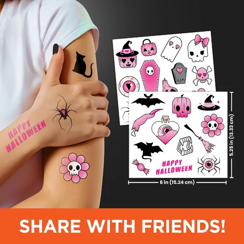 Miniatura 3 de Paquete variado de tatuajes temporales de Halloween espeluznantes, más de 100 diseños aterradores para niños y adultos, incluye fantasmas