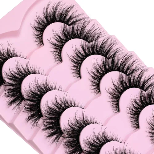 Miniatura 8 de Veleasha Kit de pestañas con pegamento y pinzas, pestañas de ojo de gato que parecen extensiones esponjosas de imitación de visón, pestañas finas