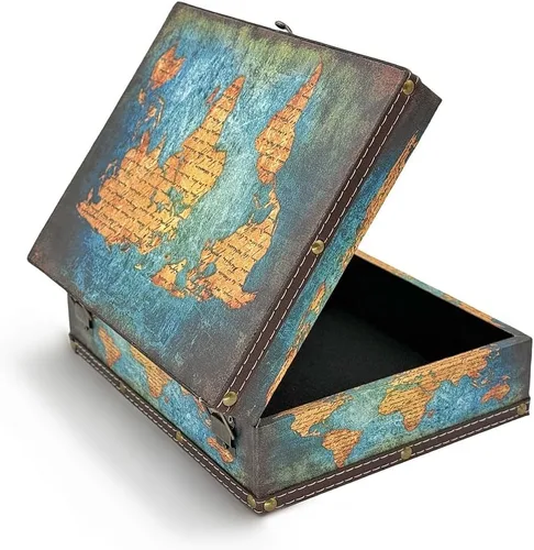 Miniatura 6 de Caja del tesoro vintage de madera + piel sintética, caja de joyería, caja de recuerdos, caja de recuerdos, caja de recuerdos, regalos para niños