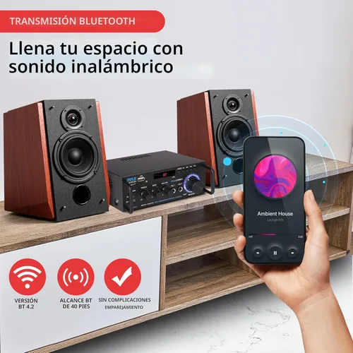 Miniatura 2 de Pyle Amplificador de potencia estéreo de 200W con Bluetooth - Receptor de audio de doble canal - Pantalla LED - RCA - USB - SD - ENTRADA MIC - Radio