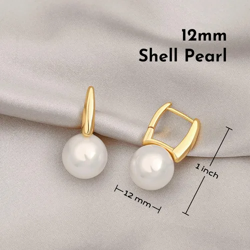Miniatura 65 de Aretes colgantes de plata de ley 925 seleccionados a mano AAA+ de 7.5 a 0.315 in con perlas cultivadas de agua dulce blancas para mujer