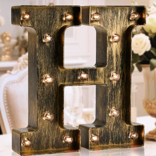 Miniatura 12 de Oycbuzo - Cartel de letras con luces LED doradas y negras, estilo industrial y clásico, para decoración de cafeterías, bodas, fiestas de cumpleaños