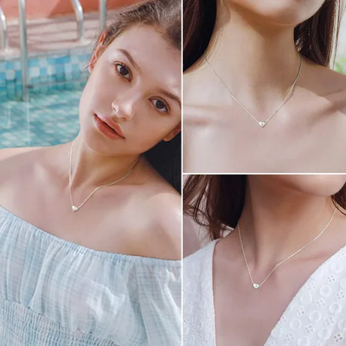 Miniatura 9 de ChicSilver Collares de plata de ley 925 con inicial de corazón para mujeres y niñas, delicado collar con dije de corazón personalizado con letra