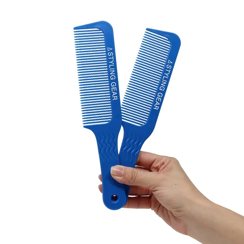 Styling Gear 404 Clipper 9 In. Dientes ondulados Top Plano Clipper Mezcla Peine Corte Peluquero Peluquero Peines Flexibles 2 Piezas (azul)