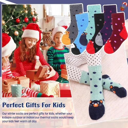 Miniatura 107 de Eocom 6 pares de calcetines de invierno cálidos de lana para niños y niñas