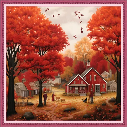 Miniatura 39 de Joyhoor Kits de punto de cruz para principiantes, suministros de punto de cruz estampados, kits de bordado de costura preimpresión para adultos