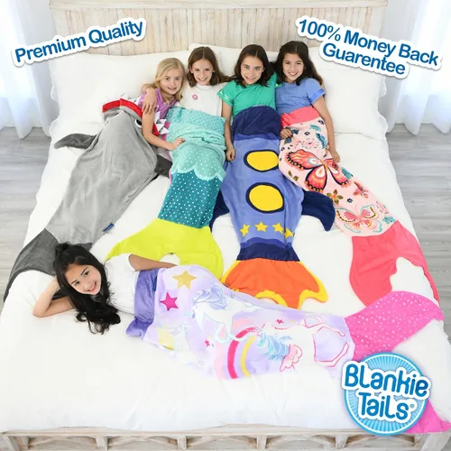 Miniatura 6 de Blankie Tails - Manta de sirena de unicornio, cola de sirena con vellón de ambos lados, cola de vestir para niñas, adolescentes y adultos, lavable a