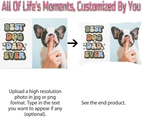 Miniatura 3 de Shop&Three funda de almohada con diseño personalizable para fotos o texto, para interiores o exteriores, funda de almohada para fotos de mascotas