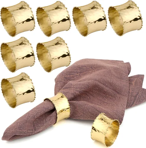 Miniatura 14 de Juego de 12 servilleteros decorativos de metal, modernos servilleteros martillados para decoración de fiestas, mesa de comedor, todos los días