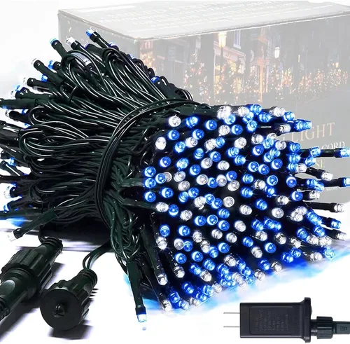 Miniatura 30 de JMEXSUSS 250 luces LED rojas, blancas y azules para decoraciones del 4 de julio, luces patrióticas conectables de 91.5 pies para exteriores
