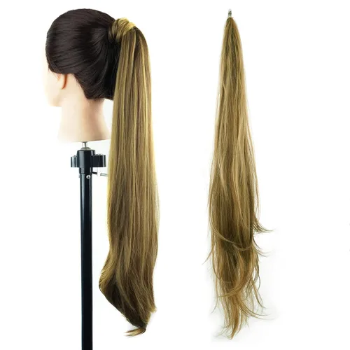 Miniatura 8 de IMISSU Extensión de pelo de cola de caballo flexible Colas de caballo Hairpieces (Piano Rubio Sucio)