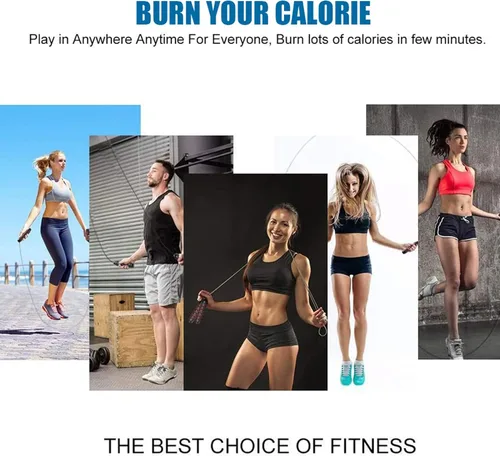 Miniatura 7 de Redify Cuerda de saltar, cuerdas de saltar para fitness, para mujeres, hombres y niños, cuerda de salto de velocidad para entrenamiento con Rojo