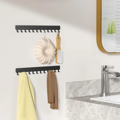 Miniatura 7 de Bussdis Organizador de Collares - Organizador de Joyería Colgante, Autoadhesivo, Montaje en Pared, Paquete de 2, Negro
