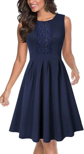 CHICCLOTH Vestidos vintage para mujer, con volantes, bordados, acampanados, acampanados, para cóctel, fiesta, boda, invitadas