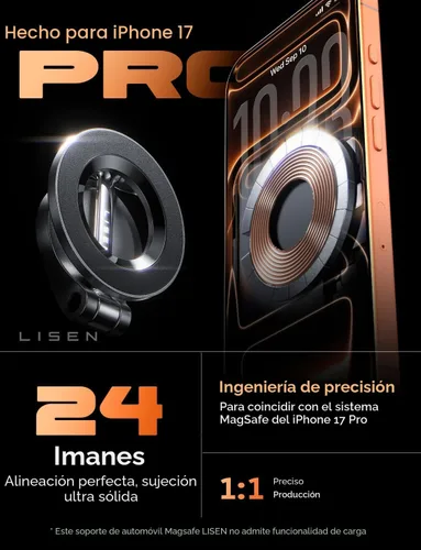 Miniatura 3 de LISEN Soporte de coche MagSafe para iPhone 17 Pro Max, soporte de teléfono ultra magnético para tablero de automóvil, accesorios de automóvil
