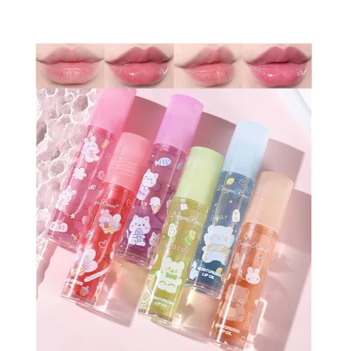 Juego de 6 brillos de labios enrollables, con sabor a fruta, maquillaje de labios brillante para mujeres, no tóxico, regalo de fiesta, mejores amigas