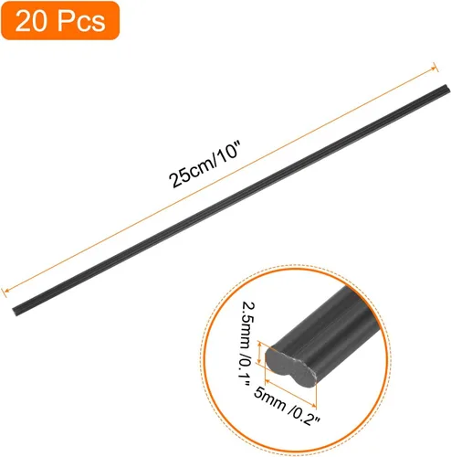 Miniatura 2 de MECCANIXITY 20 varillas de soldadura de plástico de 10 pulgadas, tiras de soldadura ABS, varillas de soldadura para soldador de plástico, Negro