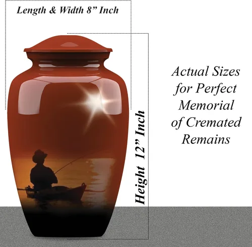 Miniatura 2 de Forever URNS - Urna funeraria de cremación para adultos con tema clásico de hombre de pesca para cenizas humanas de mujeres y hombres, 320 pulgadas