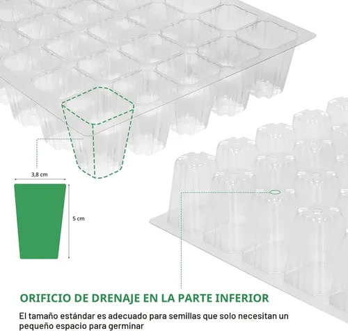Miniatura 5 de MIXC Bandejas de Plántulas Bandeja Iniciadora de Semillas, Paquete de 5 Mini Propagador Kit de Invernadero de Plantas con Cúpulas Ventiladas de Verde