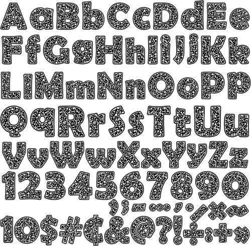 Miniatura 26 de 260 piezas de letras en blanco y negro para tablón de anuncios de aula, paquete combinado de letras de 4 pulgadas, juego de puntos y rayas