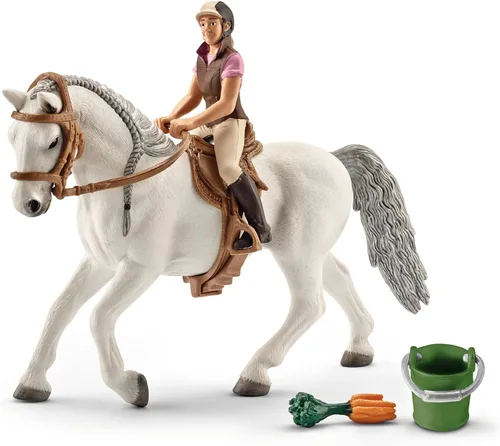 Miniatura 6 de Schleich Horse Club - Juego de 7 piezas de jinete y caballo con accesorios, figura realista de jinete y yegua Lipizzaner, juguetes divertidos