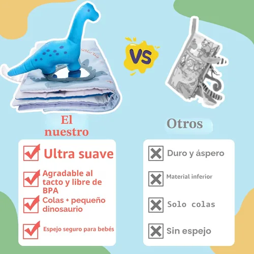 Miniatura 6 de Richgv Libros de juguetes para bebés de 0 a 6 a 12 meses, regalos para bebés y niños, libros arrugados con muñeca de dinosaurio, juguetes