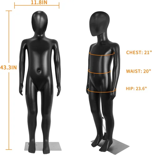 Miniatura 2 de Maniquí infantil, maniquíes para niños de cuerpo completo de 43.3 pulgadas, maniquíes de forma de vestido negro para niños, exhibición realista