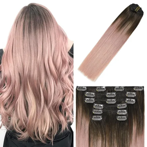 Miniatura 8 de WindTouch - Extensiones de cabello humano Remy con pinzas, color rubio decolorado combinado con balayage, para cabello rubio, 2.47 onzas, N.°