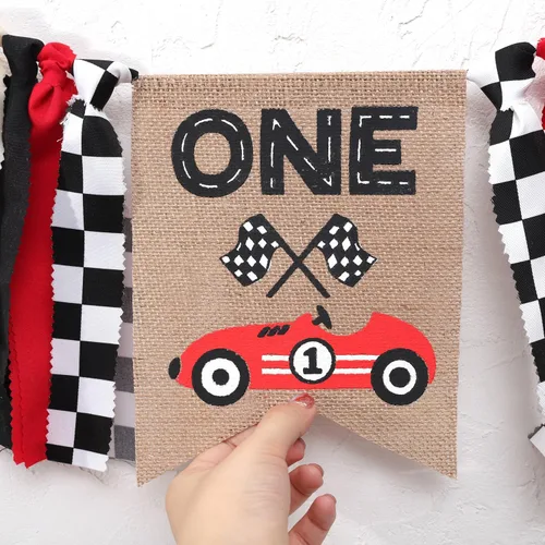 Miniatura 7 de Cartel de silla alta de auto de carreras, decoración de fiesta de primer cumpleaños de coche de carreras, cartel de auto de primera carrera, silla