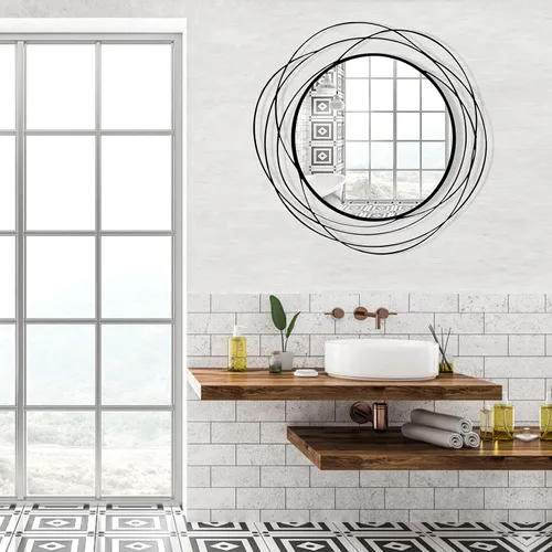 Miniatura 8 de HQiJun Espejo Redondo de Pared – Espejo Circular Grande Negro de 26.8" para Pared con Marco de Metal Decorativo Arte Duradero, Espejo Colgante
