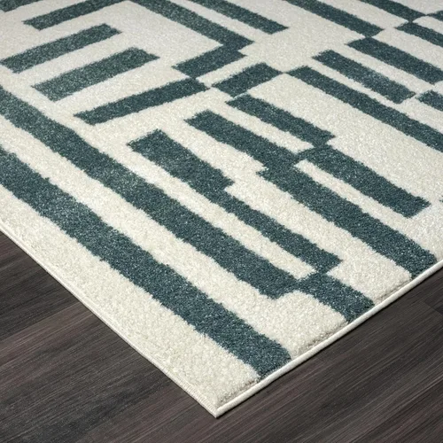 Miniatura 3 de Abani Deco Collection - Alfombra de área, diseño de líneas modernas crema/verde, 6 x 9 pies, fácil de limpiar, duradera para niños y mascotas,