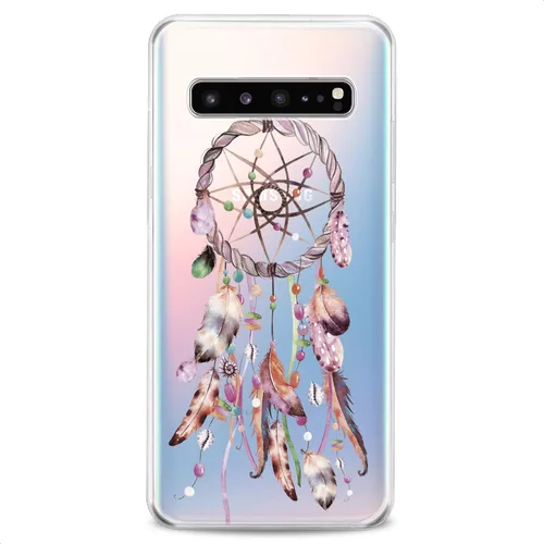 Miniatura 4 de Funda compatible con Samsung S25 S24 S23 FE S22 Plus S21 Ultra S20+ S10e Note 20 S9 Clear Tribal Totem Design Print Phone Cute Pink Feather Catcher