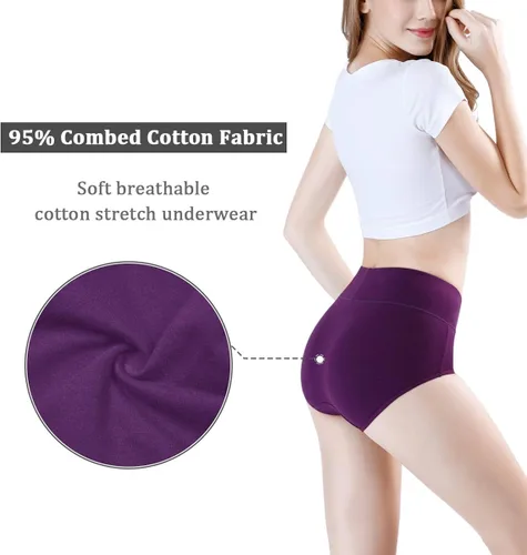 Miniatura 3 de wirarpa - Ropa interior de algodón de cintura alta para mujer suave paquete múltiple