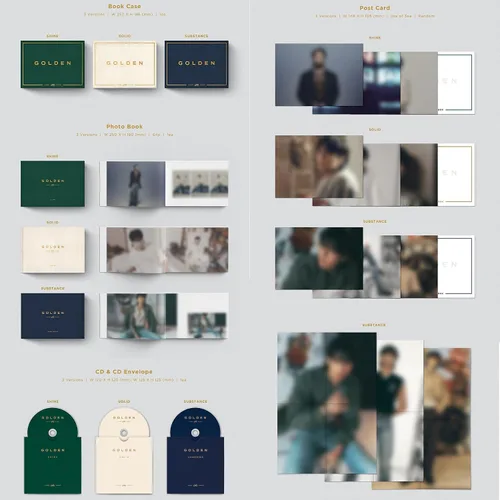 Miniatura 5 de JUNGKOOK [GOLDEN] Álbum (SHINE + SOLID + SUSTANCIA - Juego de 3 Ver Set +1ea Store Gift BTS Photo Card) K-POP SELLADO