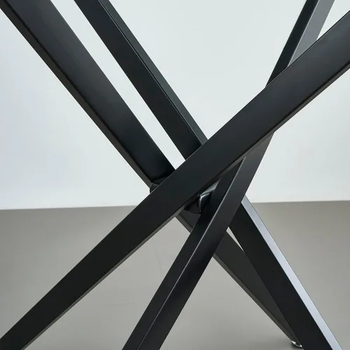 Miniatura 9 de Mesa de comedor redonda de 36 pulgadas para 4, mesa de comedor contemporánea de vidrio templado, mesa de comedor pequeña con base de metal de cruz