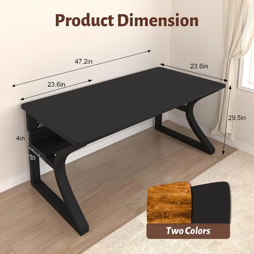 Miniatura 2 de StarGraph Escritorio para computadora, 47 y 55 pulgadas, parte superior de MDF con patas de metal en forma de U, estilo moderno, rectangular
