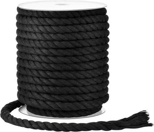 Miniatura 57 de Cuerda de Algodón 8mm x 20 Yardas - Cuerda de Macramé Natural Sin Blanquear - Cuerda de Algodón Trenzada de 3 Hilos para Colgar en la Pared, Blanco