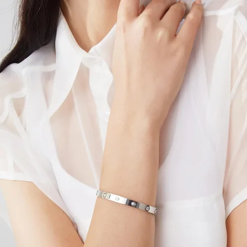 Miniatura 5 de PDWZNBA - Pulseras de amistad y amor chapadas en oro de 18 quilates con circonitas cúbicas, brazalete de acero inoxidable de moda