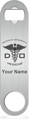 Miniatura 10 de LaserGram Abrebotellas, DO Doctor en Medicina Osteopática, grabado personalizado incluido (cuero sintético, negro y dorado)