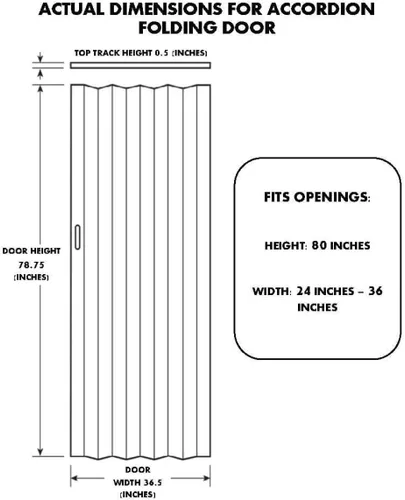 Miniatura 2 de LTL Home Products Via Panel de vinilo de 36 x 80 pulgadas, puerta de acordeón plegable individual con bisagras flexibles para interiores de hogar