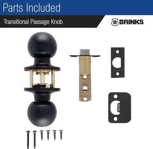 Miniatura 6 de BRINKS Pomos de puerta interiores, pomos de puerta de bola de transición sin bloqueo, negro mate para decoración tradicional y de transición
