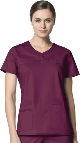 Miniatura 2 de WonderWink WonderFLEX - Camiseta curvada con cuello muesca para mujer 6208 y pantalón deportivo con cremallera tipo cargo 5908 (XS - 3XL)