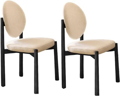 Miniatura 19 de Upholstered Dining Chairs with Fabric/Plush Cushion, Wooden Dining Room Chair Set of 1/2/4, Kitchen Chair for Living Room Balcony Black+brown