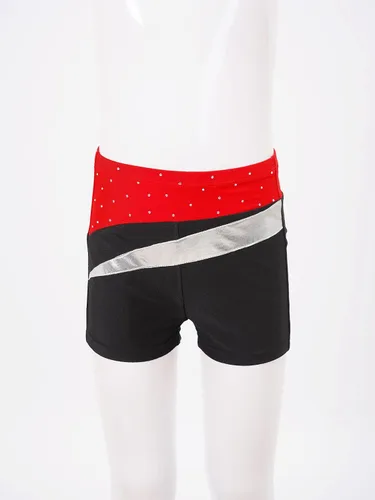Miniatura 19 de JEATHA Conjunto de 2 piezas de leotardo de gimnasia de manga larga con hombros descubiertos y pantalones cortos atléticos para niñas