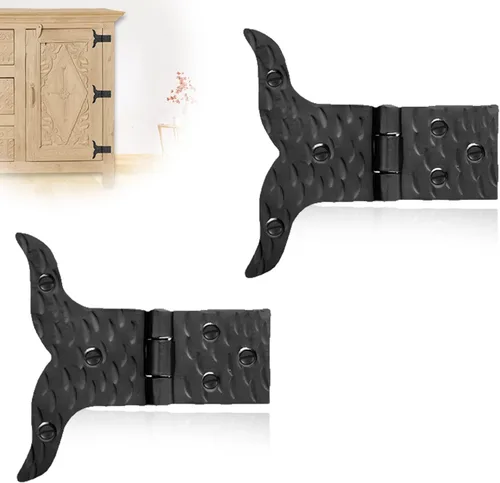 Miniatura 41 de Paquete de 2 bisagras de hierro forjado negro de 9 pulgadas, bisagras decorativas de hierro forjado, bisagras de hierro rústico para persianas