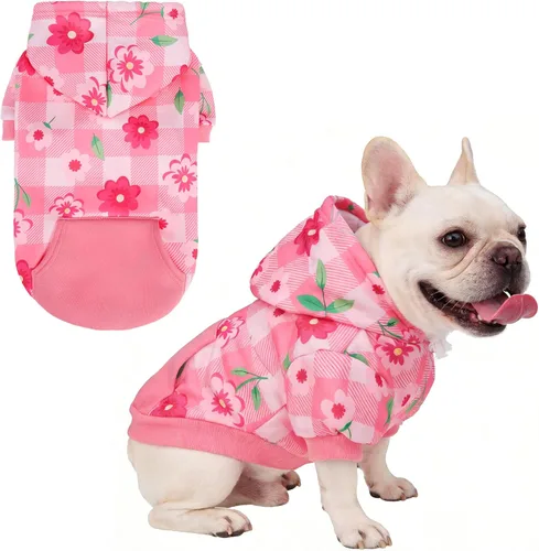 Miniatura 37 de KOOLTAIL Sudadera a cuadros con capucha, con gorro y bolsillo, para perros pequeños, medianos y grandes y gatos, abrigo suave y cálido para invierno